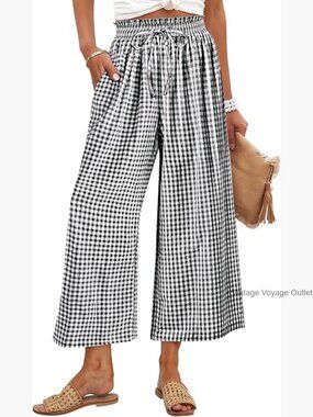 Wide Leg Palazzo Capri Pants with Pockets, 100% Rayon Lounge Trousers